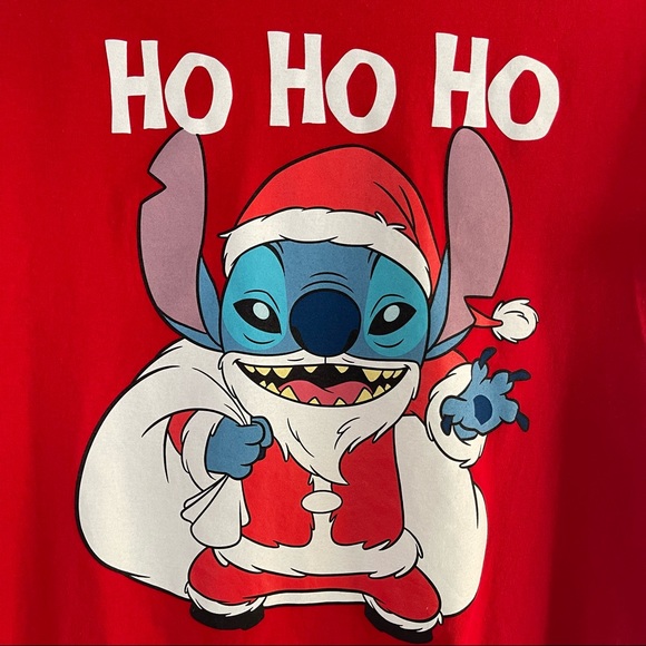 Disney Stitch HO HO Crew Neck Red shirt - Picture 3 of 11